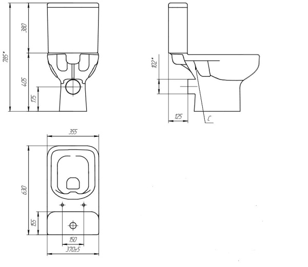 Унитаз напольный безободковый Cersanit LARA Clean On 011 3/5 DPL EO 63565
