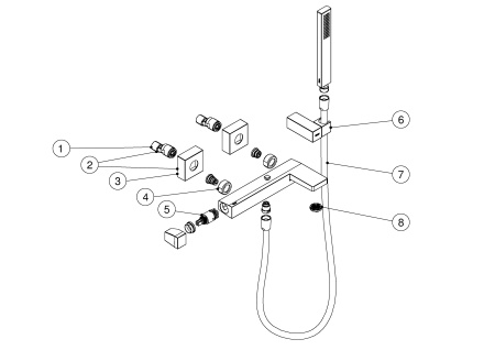 Смеситель однорычажный для ванны TRES Slim 20217001BL хром/белый