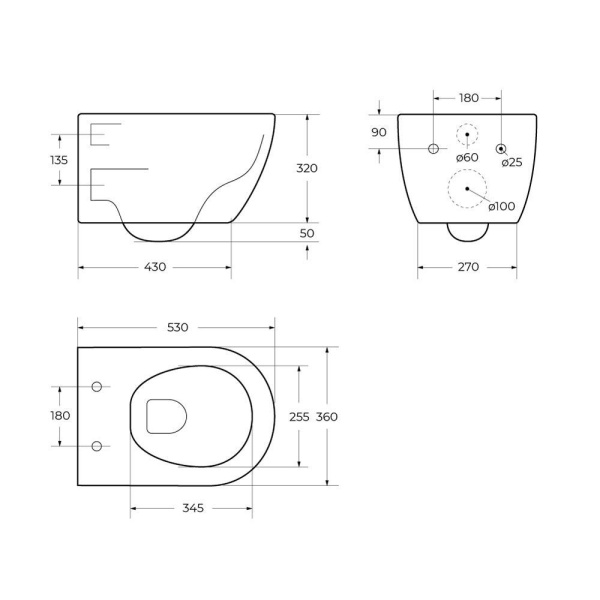 Унитаз подвесной безободковый Art&Max Napoli AM100CHRV/SC
