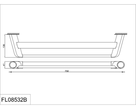 Полотенцедержатель двойной 70см. RUSH Flores FL08532B