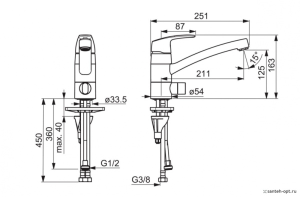 Смеситель для кухни с клапаном Oras Safira 1035F Смеситель для кухни с клапаном Oras Safira 1035F