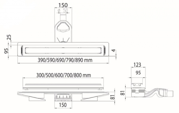 Душевой лоток Berges Wasserhaus TOP Stark 800 (в стену) 092150 золото