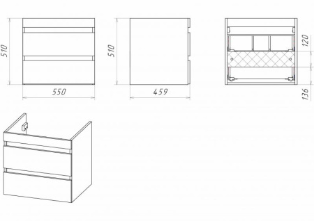 Тумба под стиральную машину Misty Фостер 55    Э-Фос01055-012Я