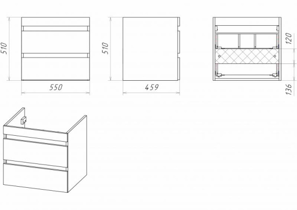 Тумба под стиральную машину Misty Фостер 55    Э-Фос01055-012Я