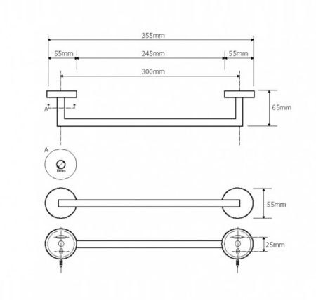 Держатель полотенца 355 мм  Bemeta NEO 104204015