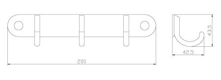Планка настенная узкая 3 крючка RUSH Bianki BI76233