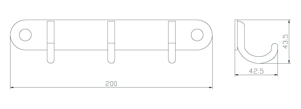 Планка настенная узкая 3 крючка RUSH Bianki BI76233
