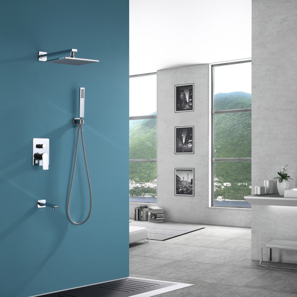 Душевой комплект ABBER Weiss Insel AF8017 скрытого монтажа с изливом, хром