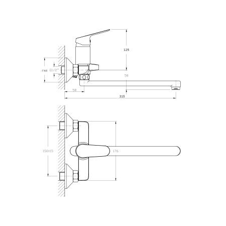 Смеситель для ванны с длинным поворотным изливом RUSH Yell YE5735-51