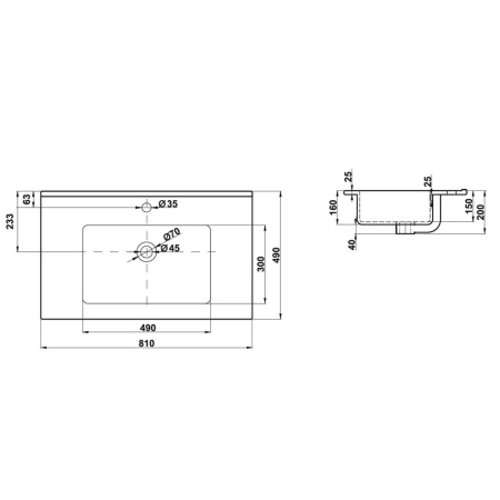 Встраиваемая сверху (81х49)  Melana M1080-805