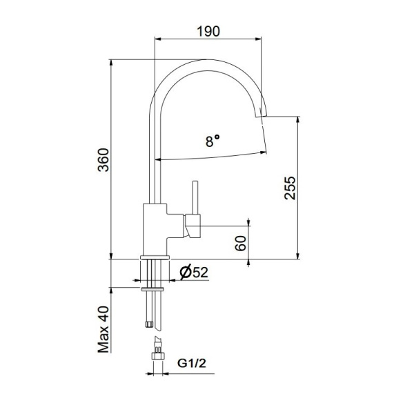 Смеситель для кухни Webert Praga PR920302560, черный