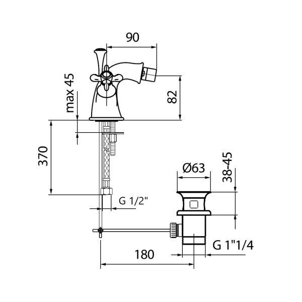 Смеситель для биде Webert Ottocento OT710102015, хром Смеситель для биде Webert Ottocento OT710102015, хром
