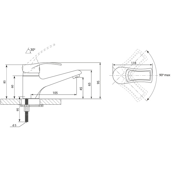 Смеситель для раковины Славен Прораб  Ц СЛ-ОД-Ц10