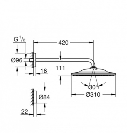 Верхний душ Grohe Rainshower SmartConnect 310 26640 000 (26640000) хром