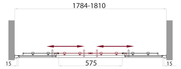 Душевая дверь (180х185) BelBagno UNO-BF-2-180-M-Cr