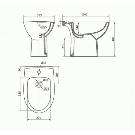 Биде напольное Kolo Freja L75000000