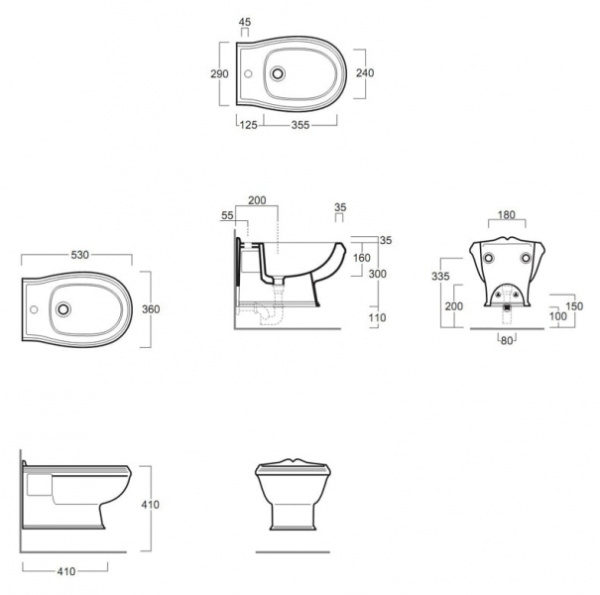 Биде подвесное Simas Arcade AR843bi*1 с 1 отверстием под смеситель