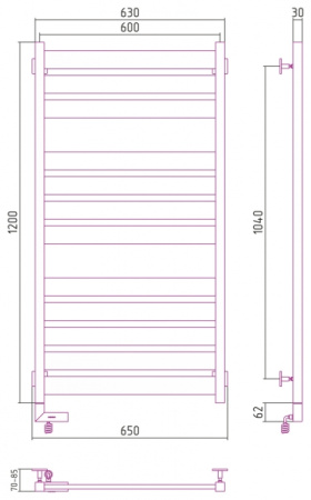 Полотенцесушитель Электрический Cунержа Центурион 2.0 Левый (1200x600) Графит 012-5602-1260 Полотенцесушитель Электрический Cунержа Центурион 2.0 Левый (1200x600) Графит 012-5602-1260