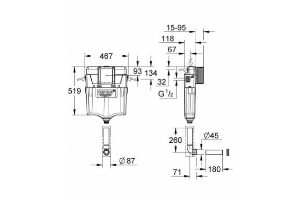 Смывной бачок для унитаза скрытого монтажа GROHE GD2 38987000