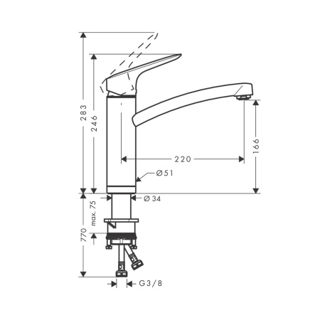 Смеситель для кухни одгорычажный Hansgrohe Logis M31 71833000 хром