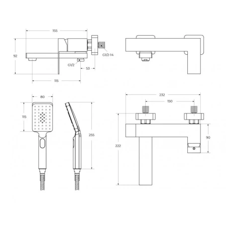 Смеситель для ванны CEZARES SLIDER-VD-01