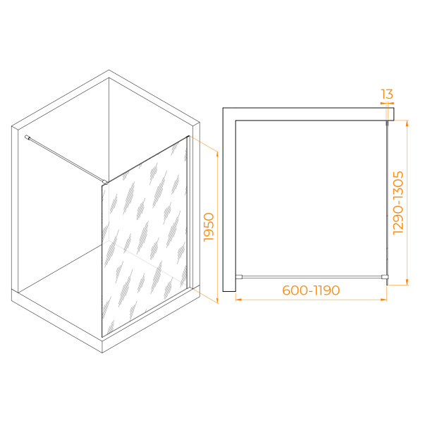 Душевая перегородка 130 см RGW WA-010 B Walk-in 351001013-14 прозрачное