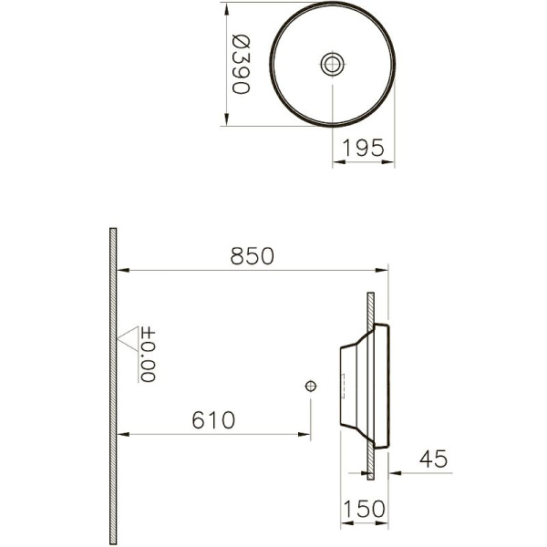 Раковина накладная 39 см, Vitrа Fame 5651B403-0016