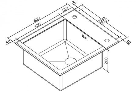 Кухонная мойка (60х51) Zorg GL-6051-BLACK-GRAFIT