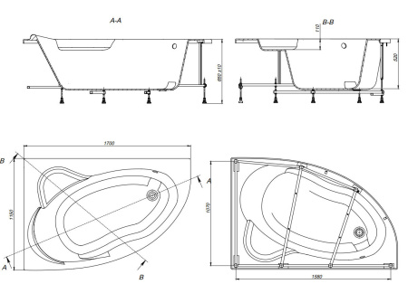 Акриловая ванна Roca Luna (170x115) ZRU9302911 левая
