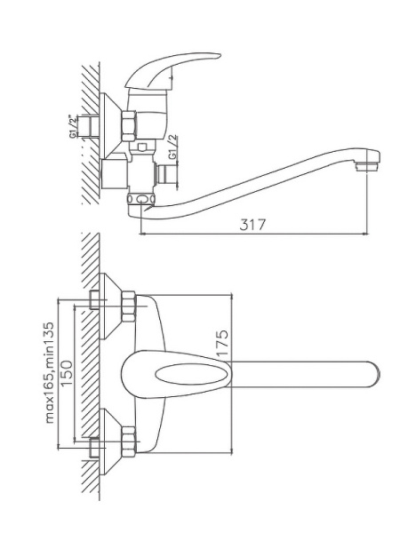Смеситель для ванны Cron CN2129 Смеситель для ванны Cron CN2129