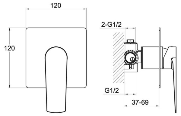 Встраиваемый смеситель для душа BelBagno CARIN CAR-BDM-CRM