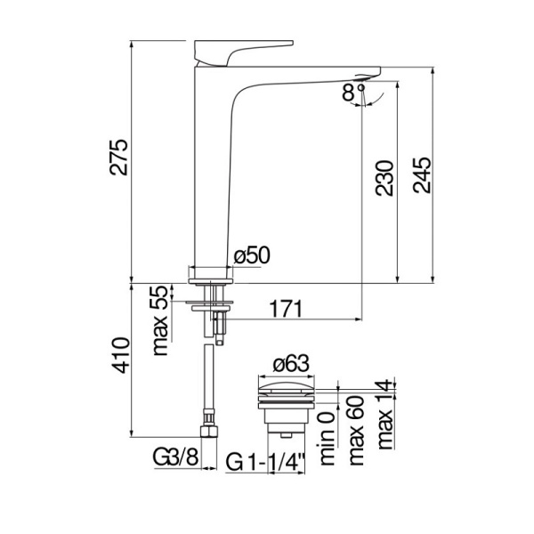 Смеситель для раковины Nobili Yoyo YO126128/2CR Смеситель для раковины Nobili Yoyo YO126128/2CR