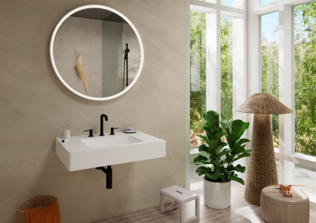 Смеситель для раковины на 3 отверстия с донным клапаном Push-Open Hansgrohe Tecturis S 73330670 черный матовый