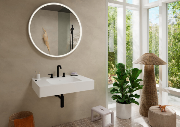 Смеситель для раковины на 3 отверстия с донным клапаном Push-Open Hansgrohe Tecturis S 73330670 черный матовый