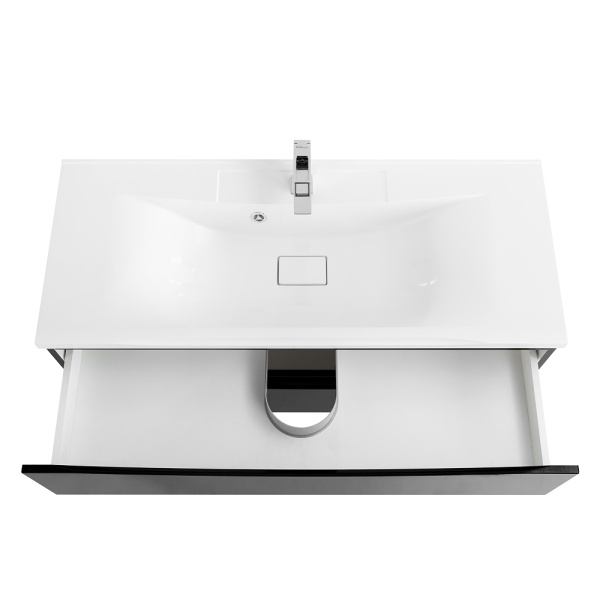 Тумба  под раковину подвесная с двумя выкатными ящиками BelBagno MARINO-1100-2C-SO-NL-P Nero Lucido