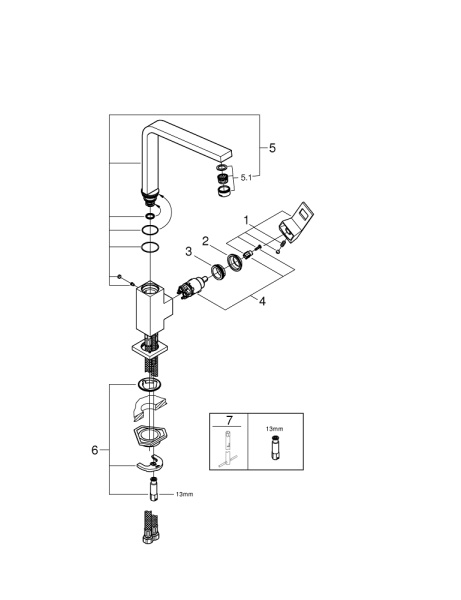 Смеситель для кухни однорычажный Grohe Eurocube 31255 DC0 (31255DC0) суперсталь