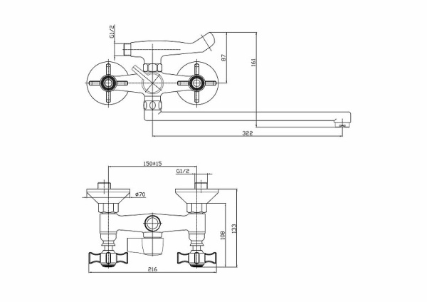 Смеситель для ванны Haiba HB2124 Смеситель для ванны Haiba HB2124
