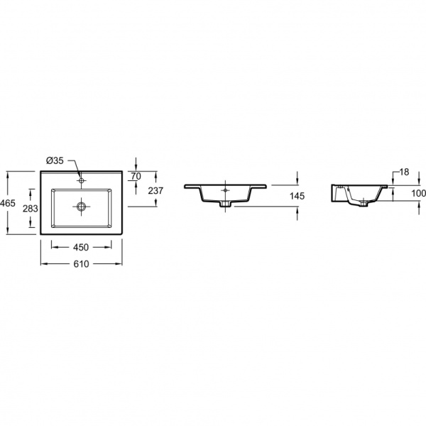 Раковина встраиваемая сверху Jacob Delafon Ola 61 EXSA112-00