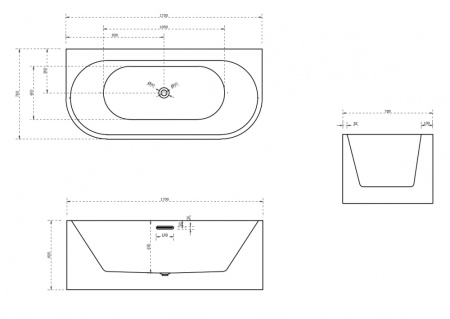Акриловая ванна (170х78) ABBER AB9310 без гидромассажа, белый