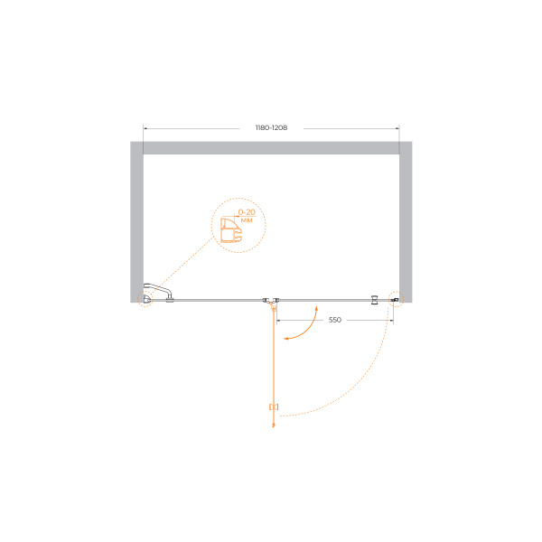 Душевая дверь (120х195) CEZARES VERONA VERONA-W-B-12-120-P-Cr-L