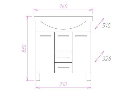 Тумба под раковину напольная Onika Моника 75 107502