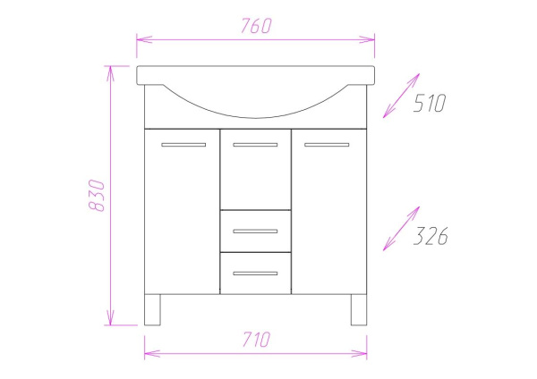 Тумба под раковину напольная Onika Моника 75 107502