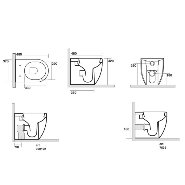 Унитаз приставной Kerasan Flo 311001 белый, без сиденья