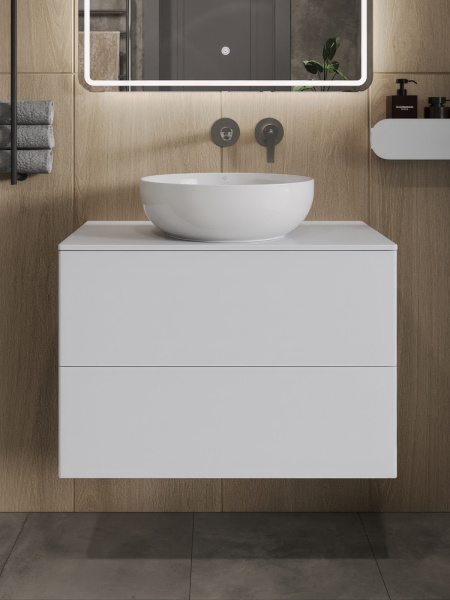 Тумба с раковиной подвесная 75 см, Orange Otto Ot-75TuMDF+B07-420W белый глянец