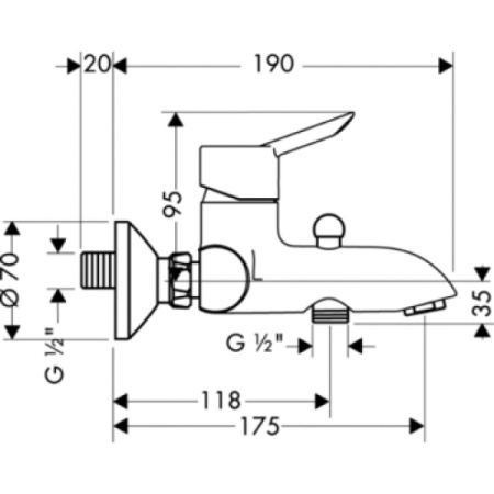 Смеситель для ванны, однорычажны, Hansgrohe Focus S, 31742000