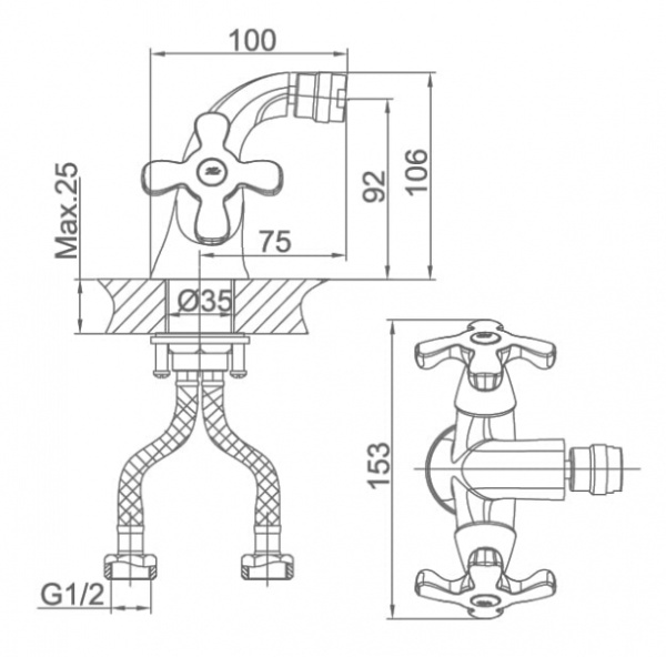 Смеситель для биде D&K Hessen Lorsch (DA1412201)