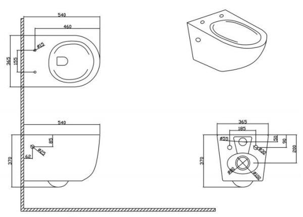 Унитаз Bravat Gina подвесной (C21172UW-ENG)