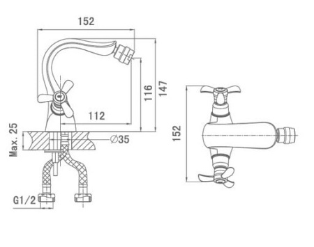 Смеситель для биде D&K Hessen Documenta (DA1212201)