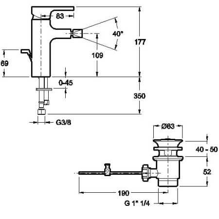 Смеситель для биде Jacob Delafon Strayt E98338-CP