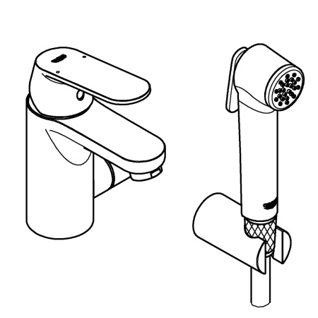 Смеситель для раковины с гигиеническим душем GROHE Eurosmart Cosmopolitan 23950 000 (23950000) хром